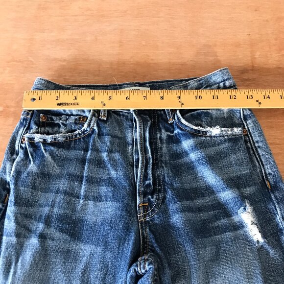 Grlfrnd Karolina Jeans Women 25 Blue Mid Rise Button Fly Distressed Raw Hem - Picture 10 of 15